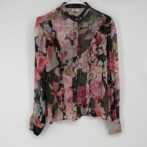 HEMANT & NANDITA Floral Blouse - Black and Pink